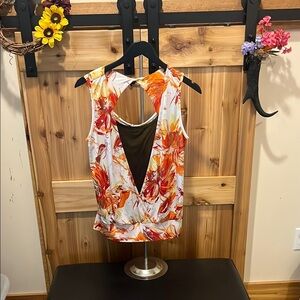 Alyx Vibrant Floral Tank Top - Orange and White